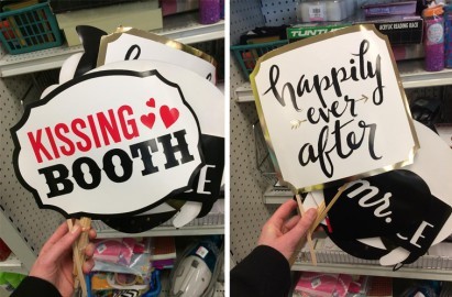 kissing both and happily ever after decor signs