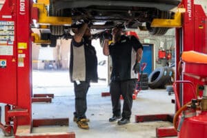 Goodwill's Precision Fleet Services team works on a client's vehicle.